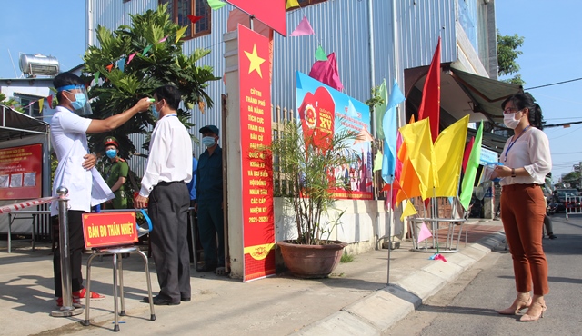 Buổi diễn tập diễn ra tại tại tổ bầu cử số 3 phường Khuê Trung (quận Cẩm Lệ)
