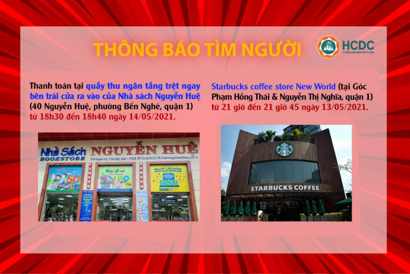 TP.HCM ra thông báo khẩn tìm người từng đến quán cà phê và nhà sách tại quận 1