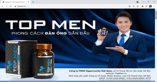 TPBVSK TOP MEN quảng cáo không đúng công dụng