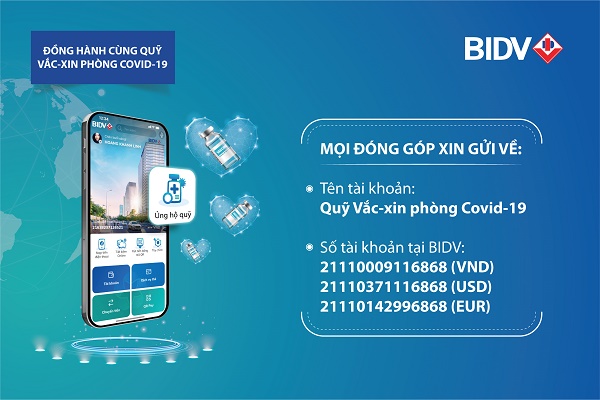 BIDV được chấp thuận là ngân hàng tiếp nhận ủng hộ quỹ Vắc-xin phòng Covid-19