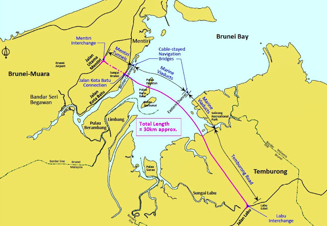 Vị trí cầu Temburong trên bản đồ.