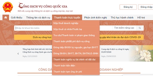 Mở rộng thanh toán trực tuyến nghĩa vụ tài chính về đất đai