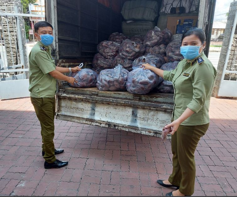 Đoàn Thanh niên Cục QLTT tỉnh Long An tiếp nhận 01 tấn khoai lang tím