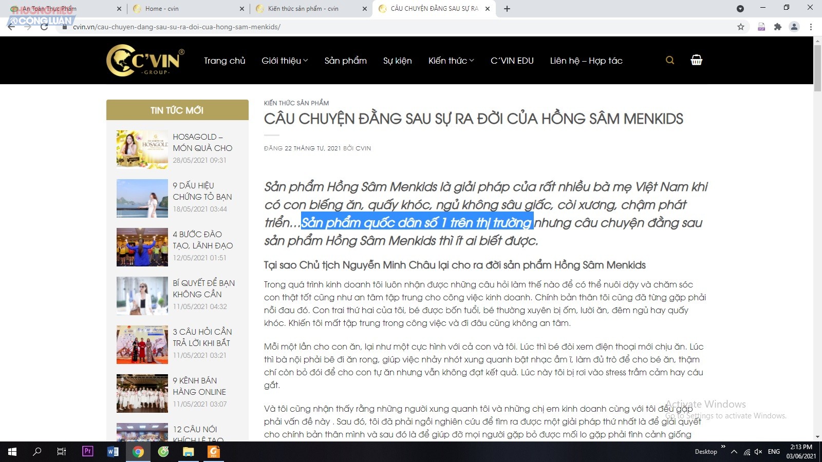Hồng Sâm Menkids được mô tả là “Sản phẩm quốc dân số 1 trên thị trường” Hồng Sâm Menkids được mô tả là “Sản phẩm quốc dân số 1 trên thị trường”