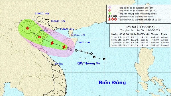 Áp thấp nhiệt đới mạnh thành bão số 2, hướng vào Hải Phòng - Nghệ An