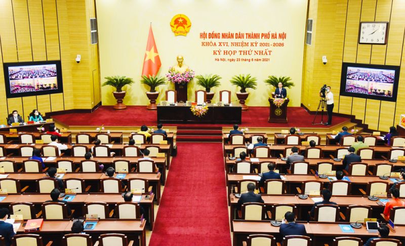 Quang cảnh kỳ họp thứ nhất, HĐND thành phố Hà Nội khóa XVI, nhiệm kỳ 2021-2026