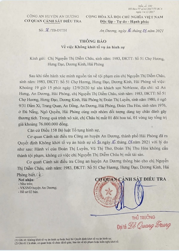 Hải Phòng: Không có việc Công an huyện An Dương bao che, bỏ lọt tội phạm