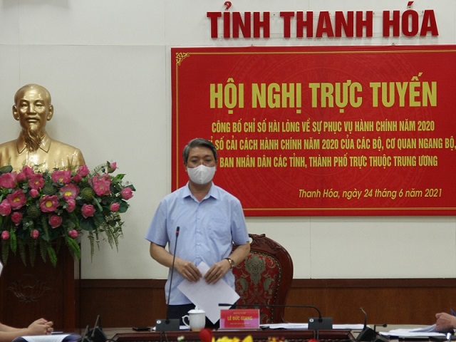 Ông Lê Đức Giang, Phó Chủ tịch UBND tỉnh Thanh Hóa phát biểu tại hội nghị.