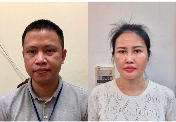 Bị can Vũ Ngọc Minh và Hoàng Thị Thúy Nga (Ảnh Bộ Công an)
