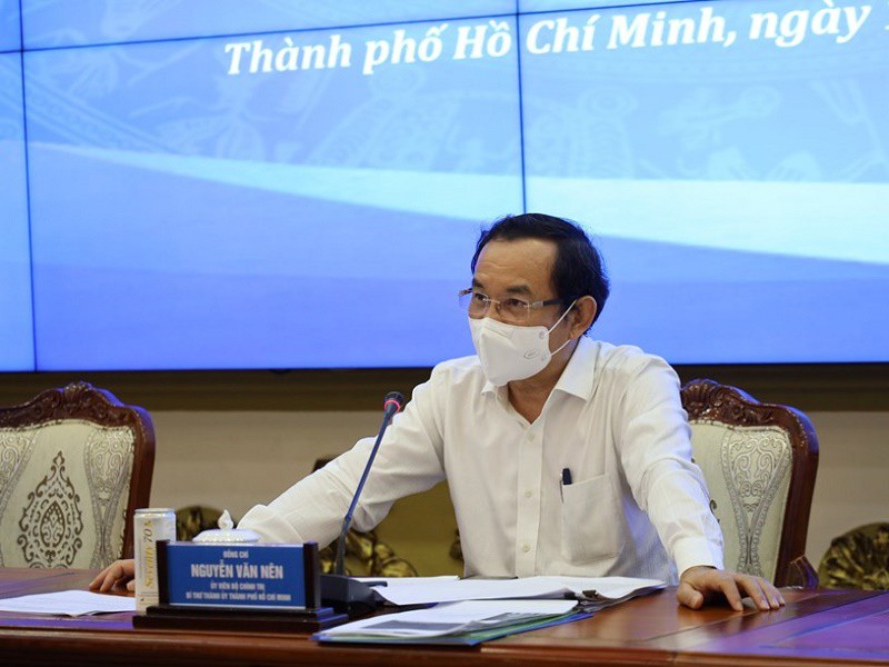 Bí thư Thành ủy TP.HCM Nguyễn Văn Nên phát biểu tại buổi họp Ban chỉ đạo phòng, chống dịch Covid-19