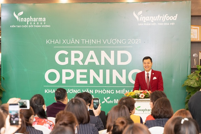 Chủ tịch HĐQT Vinanutrifood, Ông Phạm Quang Trường phát biểu tại ngày khai trương văn phòng Nutri Mart tại miền Bắc