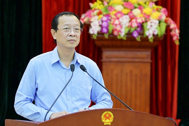 Thứ trưởng Phạm Ngọc Thưởng phát biểu tại buổi giao nhiệm vụ cho các Đoàn công tác.