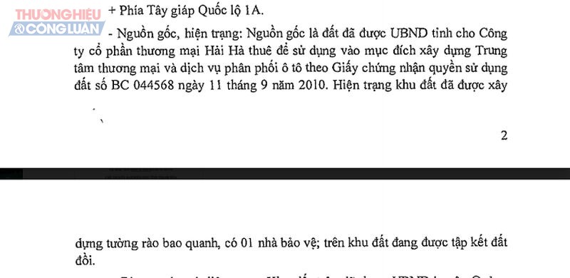 Nguồn gốc, hiện trạng khu đất thực hiện dự án khu dân cư Hải Hà được nêu rõ trong Quyết định 2375/QĐ-UBND tỉnh Thanh Hóa.