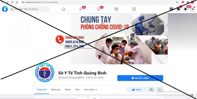 Quảng Bình: Cảnh báo trang Fanpage có tên “Sở Y tế tỉnh Quảng Bình” là giả mạo