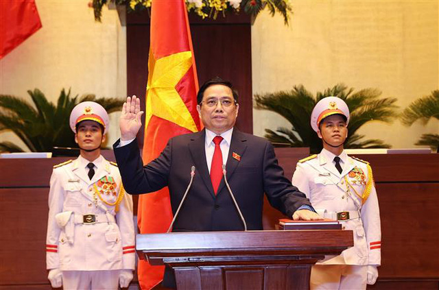 Thủ tướng Phạm Minh Chính tuyên thệ nhậm chức trước Quốc hội, đồng bào và cử tri cả nước (Ảnh: TTXVN)