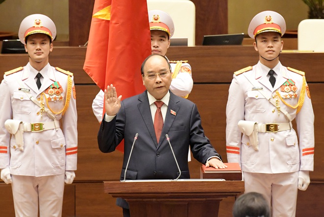 Ông Nguyễn Xuân Phúc trong lần tuyên thệ nhậm chức Chủ tịch nước hồi tháng 4/2021