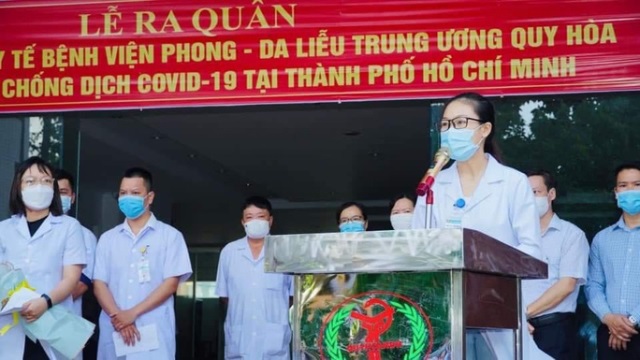 Bệnh viện Phong - Da liễu Trung ương Quy Hòa làm lễ ra quân cho đoàn công tác trước khi lên đường vào TP. HCM hỗ trợ chống dịch
