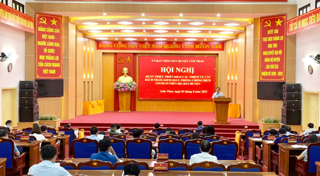 Hội nghị triển khai nhiệm vụ cấp bách nhằm kiểm soát, phòng chống dịch Covid-19 trên địa bàn huyện Lâm Thao