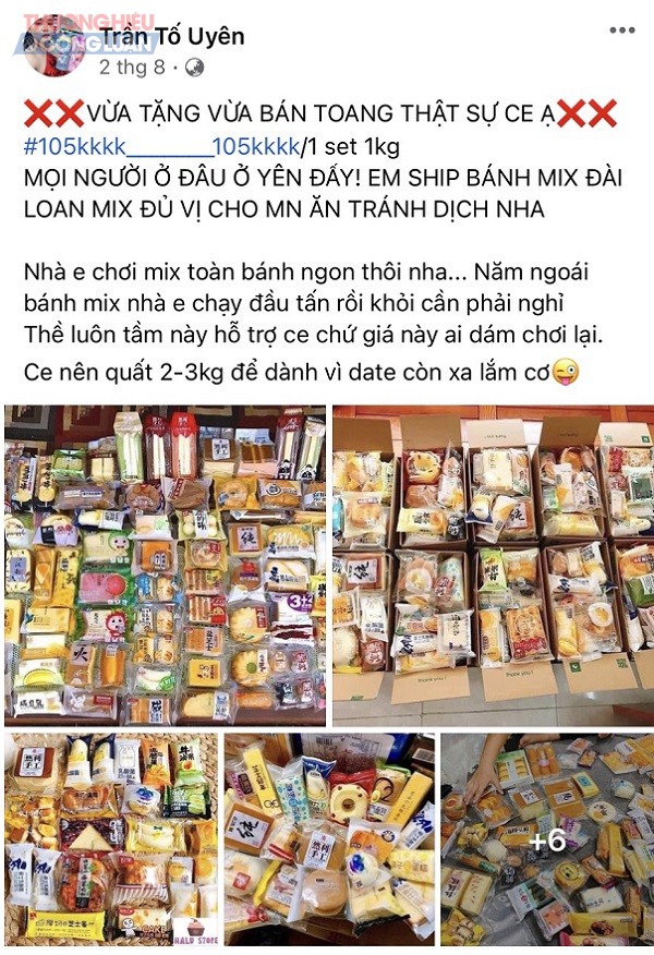Facebook Trần Tố Uyên đăng tải công khai việc buôn bán bánh kẹo, đồ ăn,...
