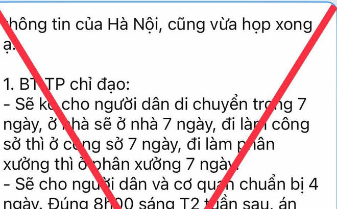 Thông tin Hà Nội cấm người dân ra đường trong 7 ngày là tin giả
