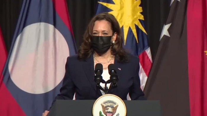 Phó Tổng thống Mỹ Kamala Harris phát biểu khai trương văn phòng CDC Mỹ Đông Nam Á. (Ảnh chụp màn hình)