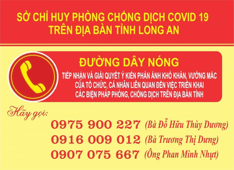 Long An: Thành lập đường dây nóng của Sở Chỉ huy phòng, chống dịch Covid-19 trên địa bàn tỉnh