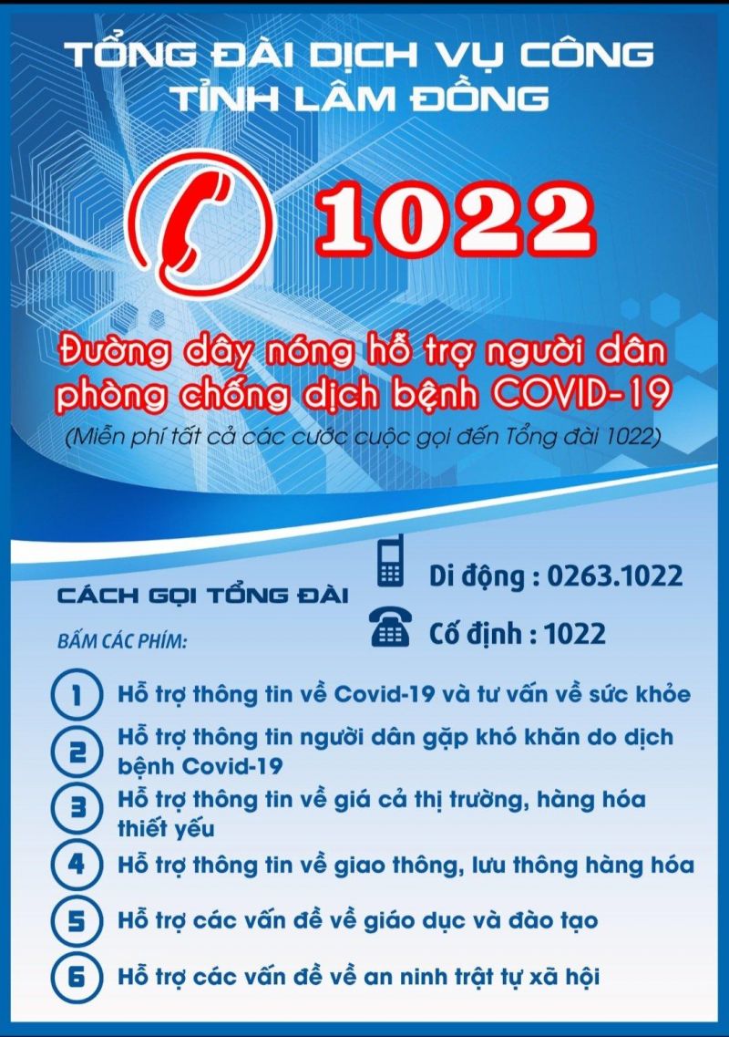 Lâm Đồng: Ra mắt Tổng đài đường dây nóng 1022 phục vụ cung cấp thông tin về phòng, chống dịch Covid-19