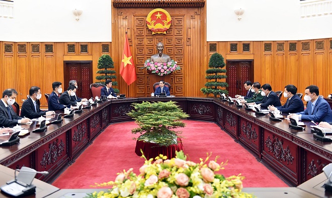 Qua Ngài Bộ trưởng, Thủ tướng Chính phủ Phạm Minh Chính gửi lời thăm hỏi tới Thủ tướng Nhật Bản Suga Yoshihide.