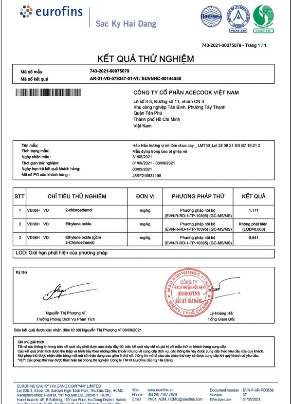Công ty Cổ phần Acecook Việt Nam phát đi thông báo (ngày 12/9) khẳng định, theo kết quả thử nghiệm của Trung tâm phân tích Eurofins, thì sản phẩm Hảo Hảo tôm chua cay nội địa không có chất EO. Tuy nhiên, đông đảo người tiêu dùng đang đặt ra câu hỏi: Thông tin từ phía Acecook Việt Nam liệu có đúng?