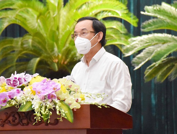 Bí thư Thành ủy TP. Hồ Chí Minh Nguyễn Văn Nên phát biểu tại hội nghị