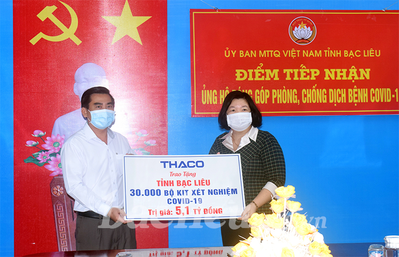 Bạc Liêu: Tiếp nhận ủng hộ, đóng góp phòng chống dịch Covid-19