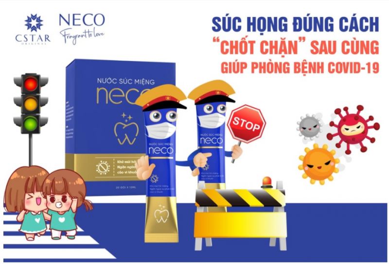 Nhiều hình ảnh về nước súc họng NECO được quảng cáo trên mạng xã hội