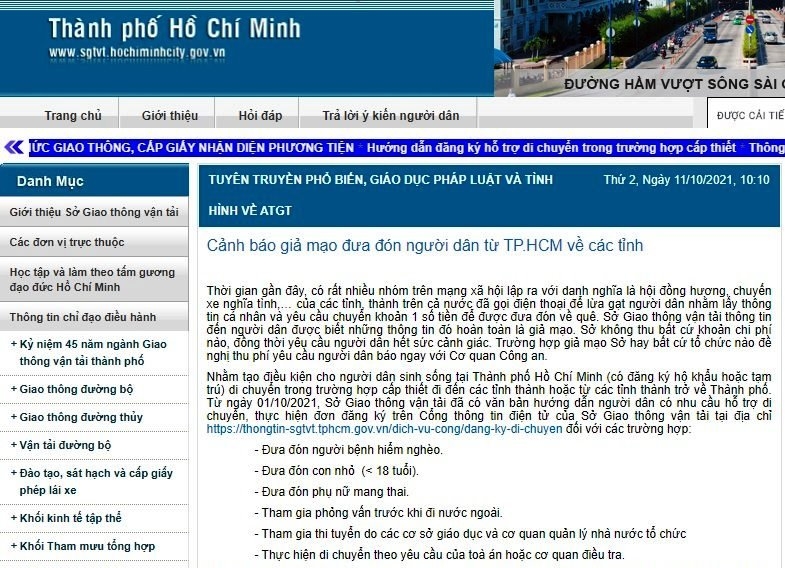 Cảnh báo giả mạo đưa đón người dân từ TP Hồ Chí Minh về các tỉnh