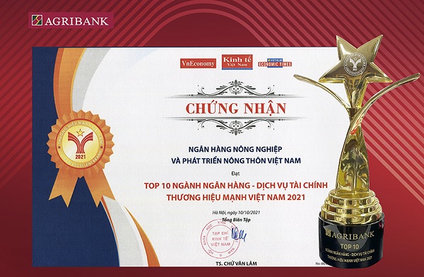 Agribank - Top 10 Thương hiệu Mạnh Việt Nam lĩnh vực tài chính, ngân hàng 2021