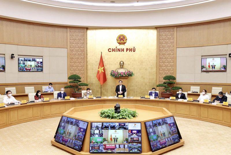Thủ tướng Phạm Minh Chính chủ trì cuộc họp trực tuyến toàn quốc với các địa phương về những kết quả bước đầu của công tác phòng chống dịch trong đợt dịch thứ 4