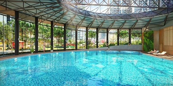 Bể bơi bốn mùa là một trong những hệ thống tiện ích nội khu đẳng cấp của phân khu The Sakura