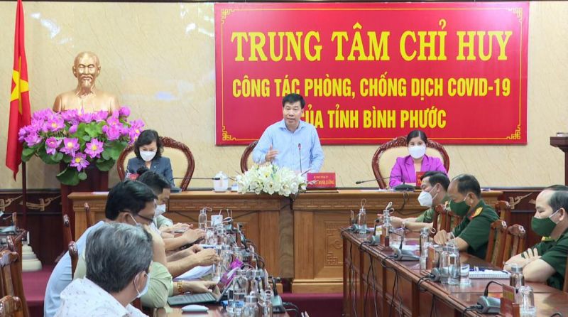 Bí thư tỉnh ủy Bình Phước Nguyễn Mạnh Cường phát biểu tại cuộc họp