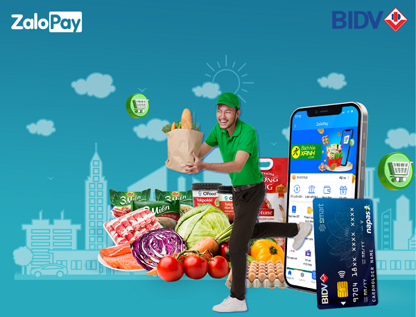 BIDV-ZaloPay tặng voucher 100.000 đồng cho khách hàng mua sắm tại Bách Hóa Xanh