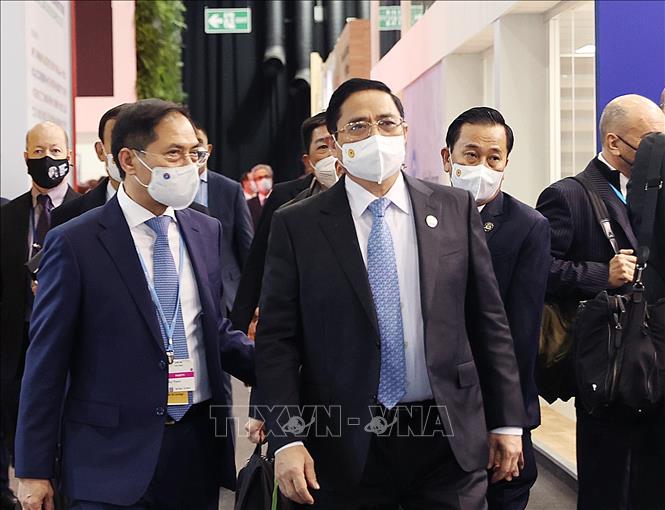 Thủ tướng Phạm Minh Chính đến dự sự kiện công bố Cam kết giảm phát thải methane toàn cầu. Ảnh: Dương Giang/TTXVN