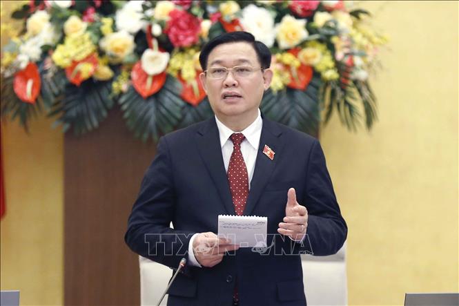 Chủ tịch Quốc hội Vương Đình Huệ phát biểu kết luận Hội nghị. Ảnh: Doãn Tấn/TTXVN