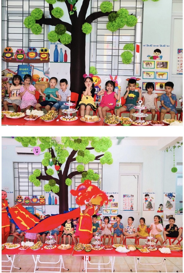 Trẻ h&aacute;o hức được xem m&uacute;a l&acirc;n, ph&aacute; cỗ trong dịp Tết Trung thu