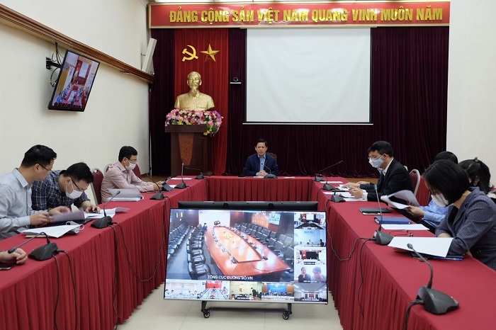 Bộ trưởng Nguyễn Văn Thể chủ trì cuộc họp trực tuyến. Ảnh: Cổng TTĐT Bộ GTVT