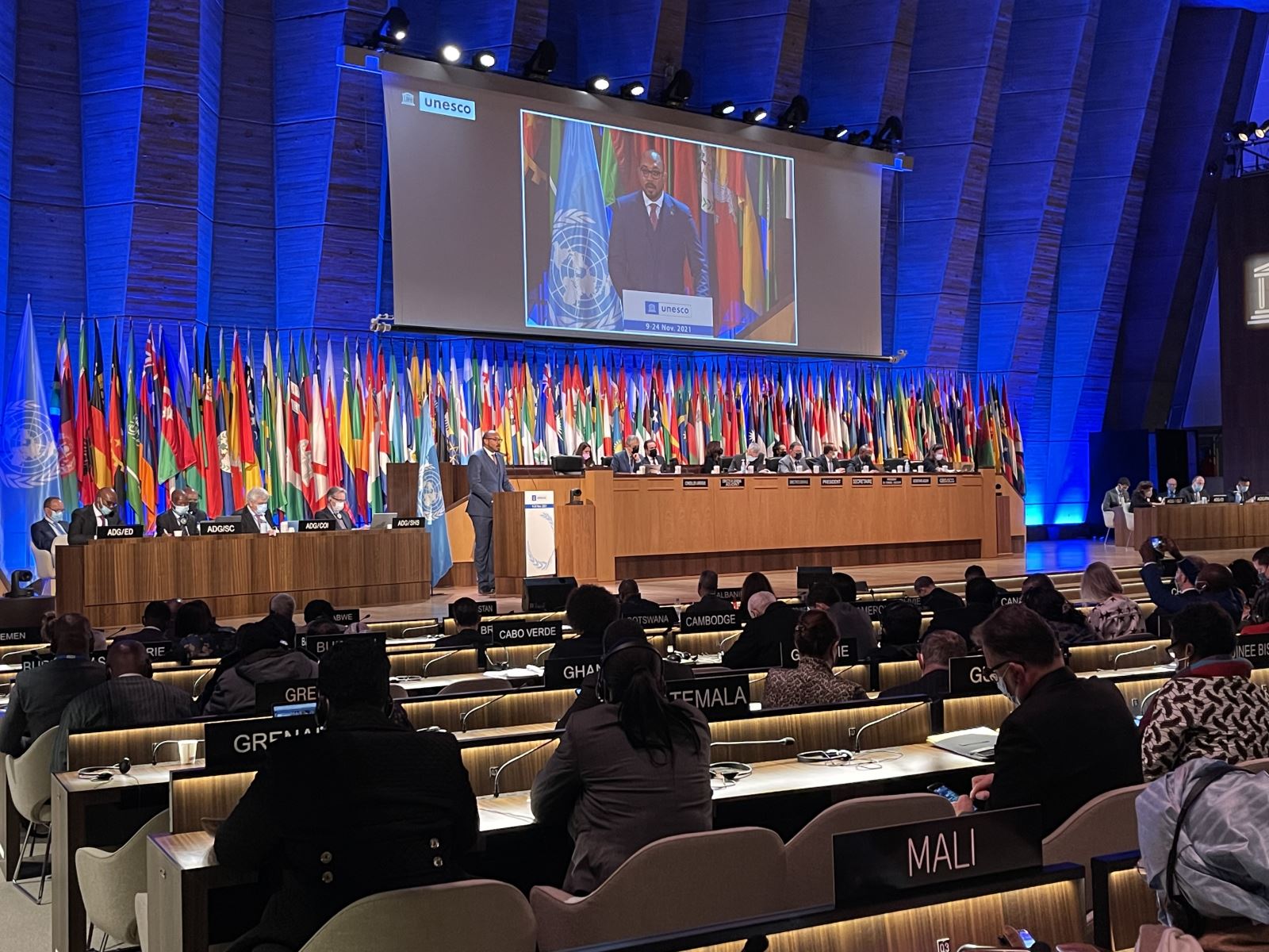 Quang cảnh phiên họp công bố danh sách các nước trúng Hội đồng chấp hành UNESCO nhiệm kỳ 2021-2025. Ảnh: Thu Hà/P/v TTXVN tại Pháp