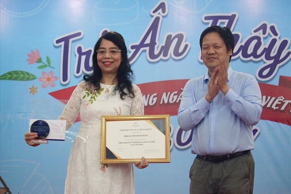 Nhà giáo Lê Thị Bích Dung nhận bằng khen từ hệ thống EQuest Group