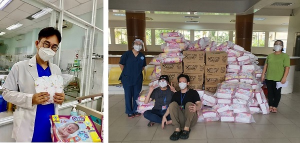 Những chiếc tã yêu thương được Bobby gửi tặng đến các bé sơ sinh có bố mẹ mắc Covid-19 tại bệnh viện Hùng Vương và bệnh viện Từ Dũ, Thành phố Hồ Chí Minh