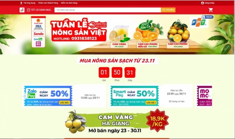 Sendo tiếp tục triển khai tiêu thụ đặc sản của Hà Giang và Hòa Bình tại “Tuần lễ Nông sản Việt trực tuyến”