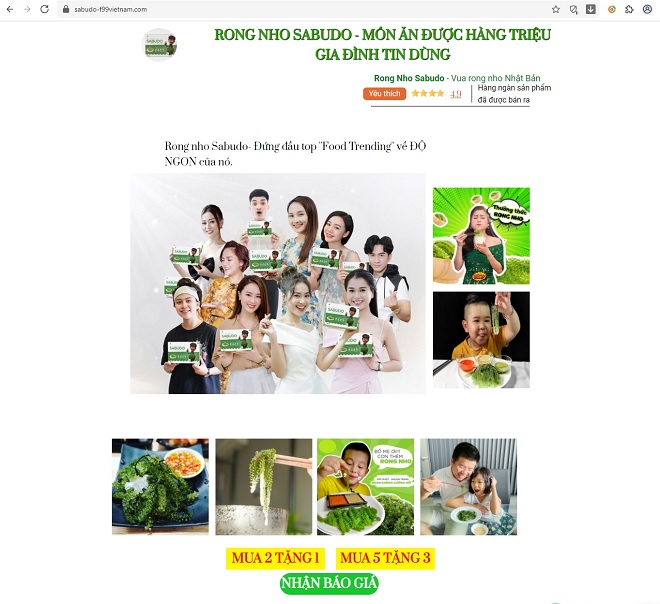 Rong nho Sabudo có quảng cáo quá mức?