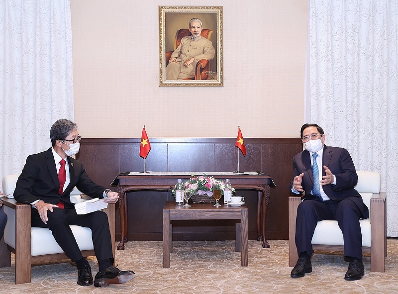 Ông Ryutaro Hirai, Phó chủ tịch Tập đoàn Sojitz chia sẻ về các dự án đầu tư của tập đoàn tại Việt Nam trong buổi gặp Thủ tướng Chính phủ Phạm Minh Chính