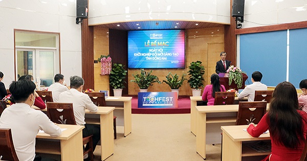 Phó giám đốc Sở Khoa học và Công nghệ tỉnh Đồng Nai phát biểu bế mạc Techfest Dong Nai 2021