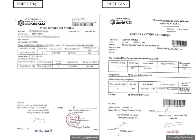 Đồng Nai phát hiện tình trạng làm giả giấy xét nghiệm SASR-CoV-2 để trục lợi